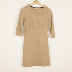 Boden Women's Boat Neck Alexa Dress 3/4 Sleeve Tan Womens US 6 P Stretch Lined